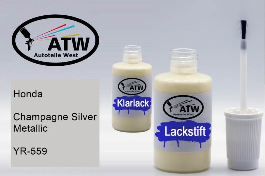 Honda, Champagne Silver Metallic, YR-559: 20ml Lackstift + 20ml Klarlack - Set, von ATW Autoteile West.